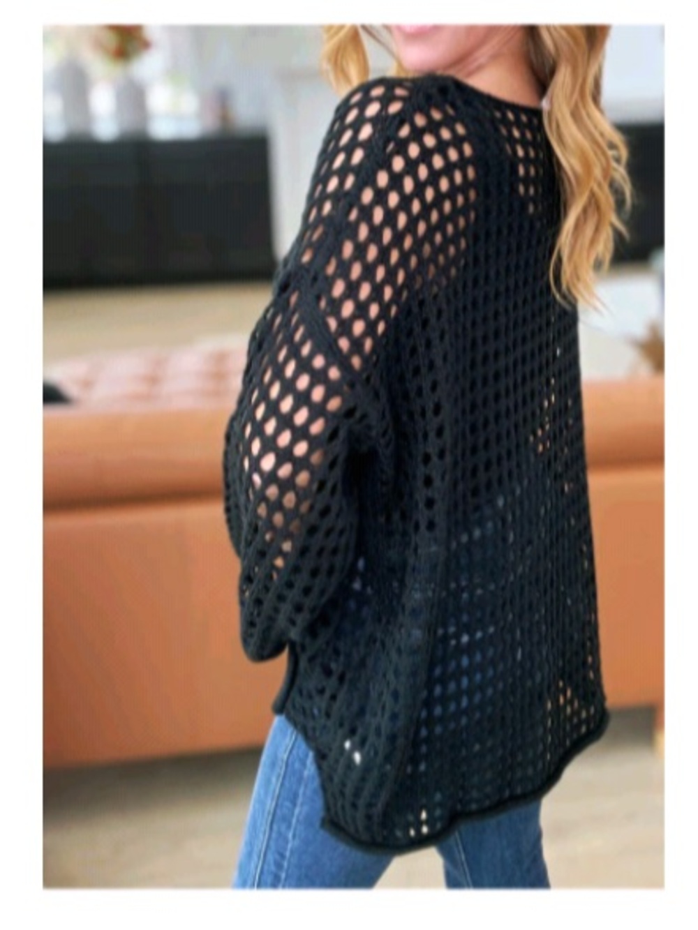 NWT Rebel Raven Black open knit crochet tunic blouse - Picture 4 of 8